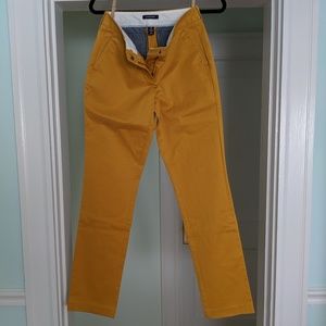 Lands End Mid Rise Straight Leg Mustard Pants